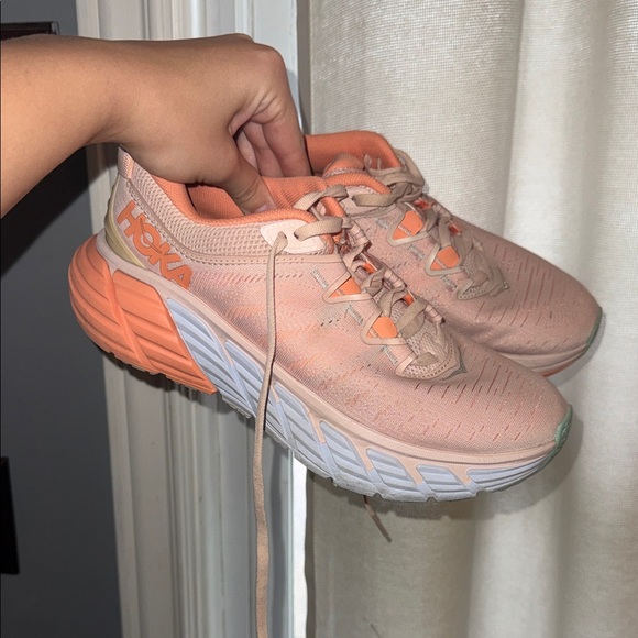 Hoka Shoes - Hoka Peach/Coral Athletic Running Shoes